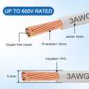 THHN Wire 3 Gauge 50 FT, 3 AWG Stranded OFC Copper Electrical Building Wire with Nylon Jacket PVC Insulation, Rated 600V for Residential, Industrial, CNC, Ground (3 Gauge, White)