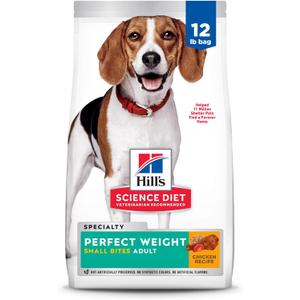 Hill's Science Diet Adult Perfect Weight Small Bites Dry Dog Food, Chicken, 12 lb. Bag (EXP 12/17/27)