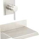 BWE Bathtub Faucet Brushed Nickel Waterfall Bathtub Faucet Wall Mounted Tub Spout Bathroom Tub Filler One Handle Shower Kit Rough-in Valve