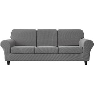 Sofa Cover with Separate Seat Cushions Covers and Backrests Covers Stretch Ektorp Sofa Covers Stylish Jacquard Couch Slipcover Protector (Grey,Large 3-Seat Set 7 PCS)