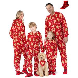 PATPAT Matching Family Christmas Onesie Pajamas – Holiday Hooded Jumpsuit Sleepwear PJs Couples Xmas Loungewear with Socks, Size L