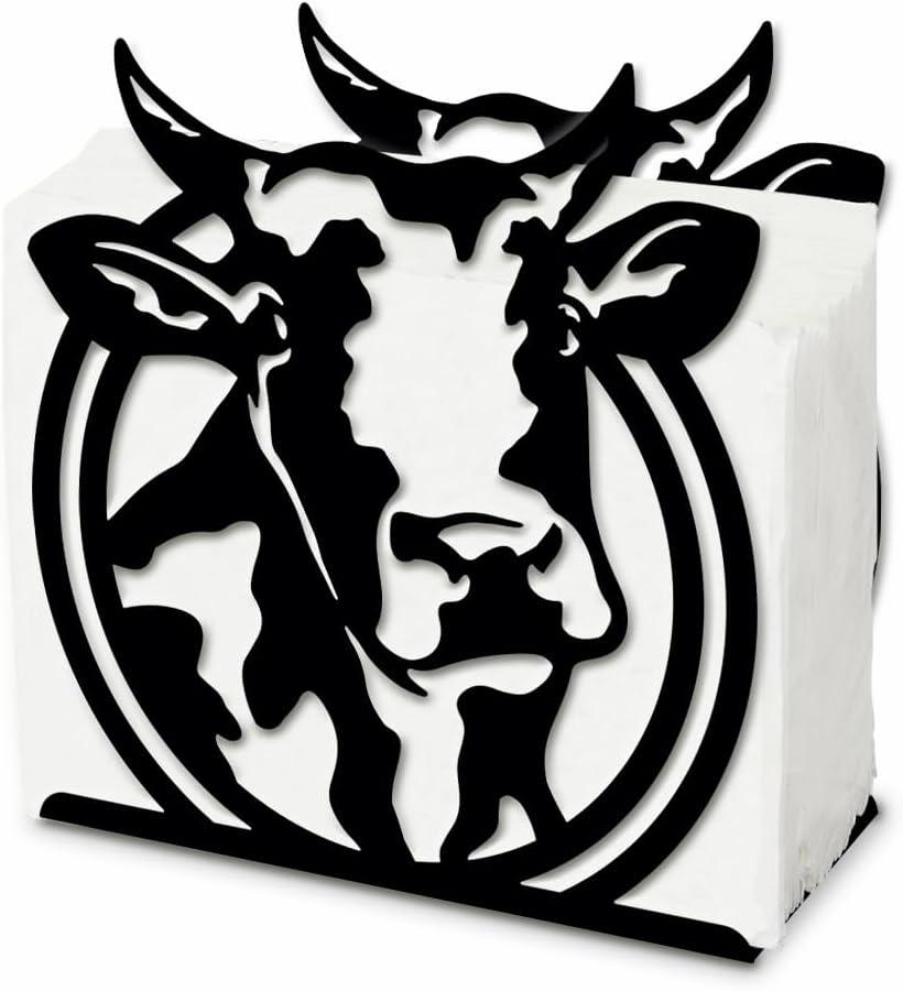 SUPERDANT Servilletero de vaca para mesas, dispensador de servilletas de hierro para cocina, soporte de pauelos de mesa vintage, soporte de servilletas de tela rstica para granja, restaurantes,
