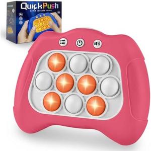 Infowush Pop Fidgets Game Toys,Handheld Game for Kids 6-8,Quick Push Game,Bubble Stress Pop Light Up Game Birthday Gifts for Boys Girls Teens Dark Pink