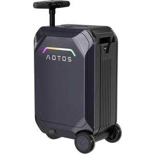 AOTOS Smart Rideable luggage-Roller carry-on luggage 22x14x9-TSA, Airline-Approved 22 inch Hardshell,Zipperless Travel Suitcase with Rolling WheelsApp Control -Cabin Suitcase for Airport Travel(Grey)