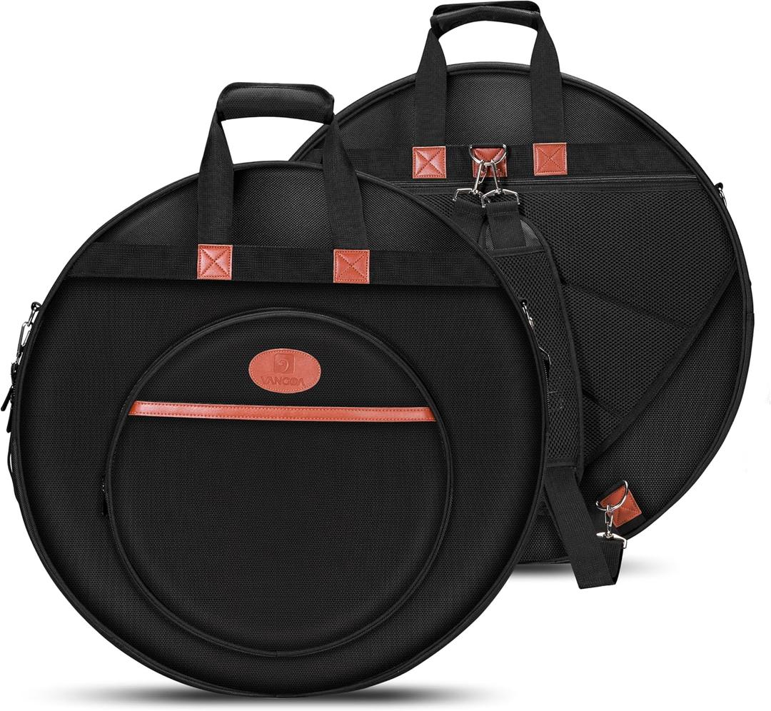 Vangoa 22" Cymbal Bag with Dividers, 10-Pack Cymbal Case 10mm Padded Cymbal Gig Bag Dust-proof and Waterproof Storage with Carry Handle, Shoulder and Backpack Straps for Drum Cymbals and Accessories