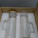 Hsei 2 Sets Glass Pitcher with Lid, 50 oz / 1500 ml Water Carafe with Handles Hot Cold Beverage Water Jar Glass Jug for Tea Juice Milk Coffee Iced Beverage