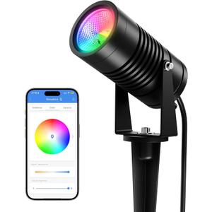 Smart Landscape Lights, APP Control RGBCW Color Changing Spot Lights, IP65 Waterproof 24V Low Voltage Outdoor Spotlights for Garden Yard Pathway Holiday Decor (No Adapter)