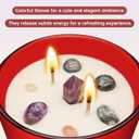 Gift for Christmas | Scented Candle for Love Wishes | Home Aromatherapy Candle with Crystals Stone | 18.7Oz Soy Jar Candle | Double Wick and 50-Hour Burn Time(Red, Floral)