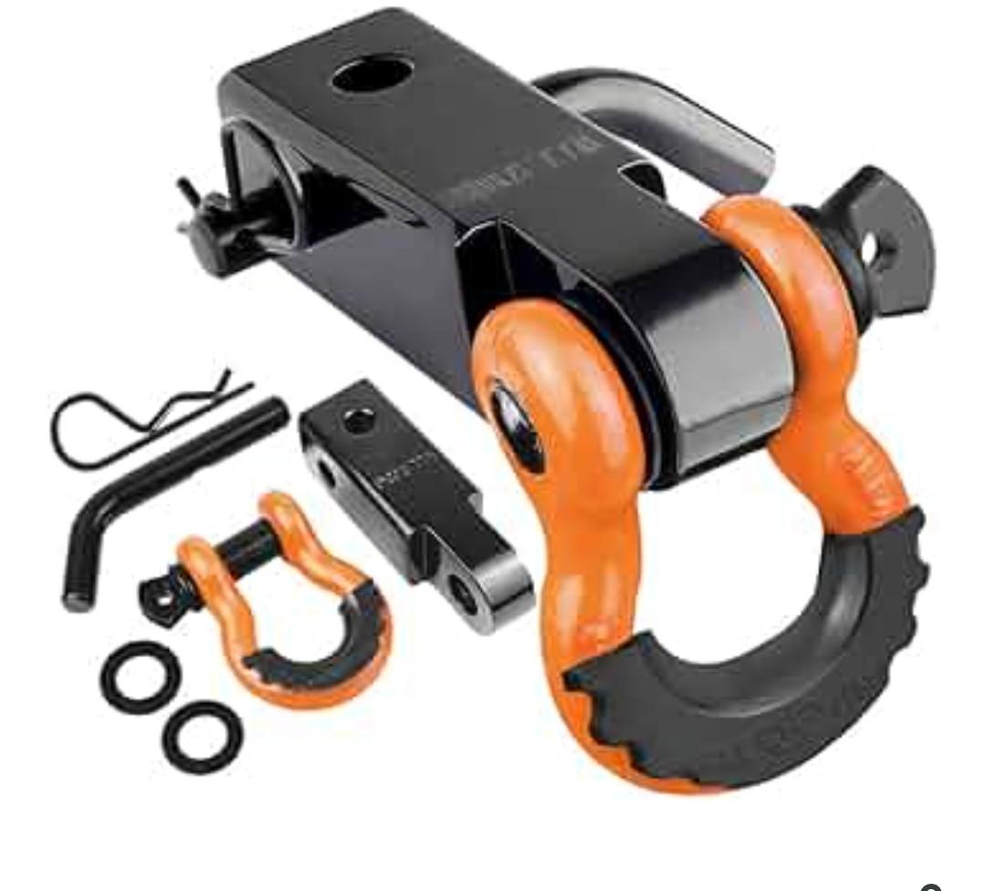 AUTOBOTS Tow Hitch Receiver 2", 45,000 Lbs Break Strength Shackle Hitch Receiver with 5/8" Screw Pin, 3/4 Shackle, Towing Accessories for Vehicle Trailer Recovery Off-Road Orange&Black