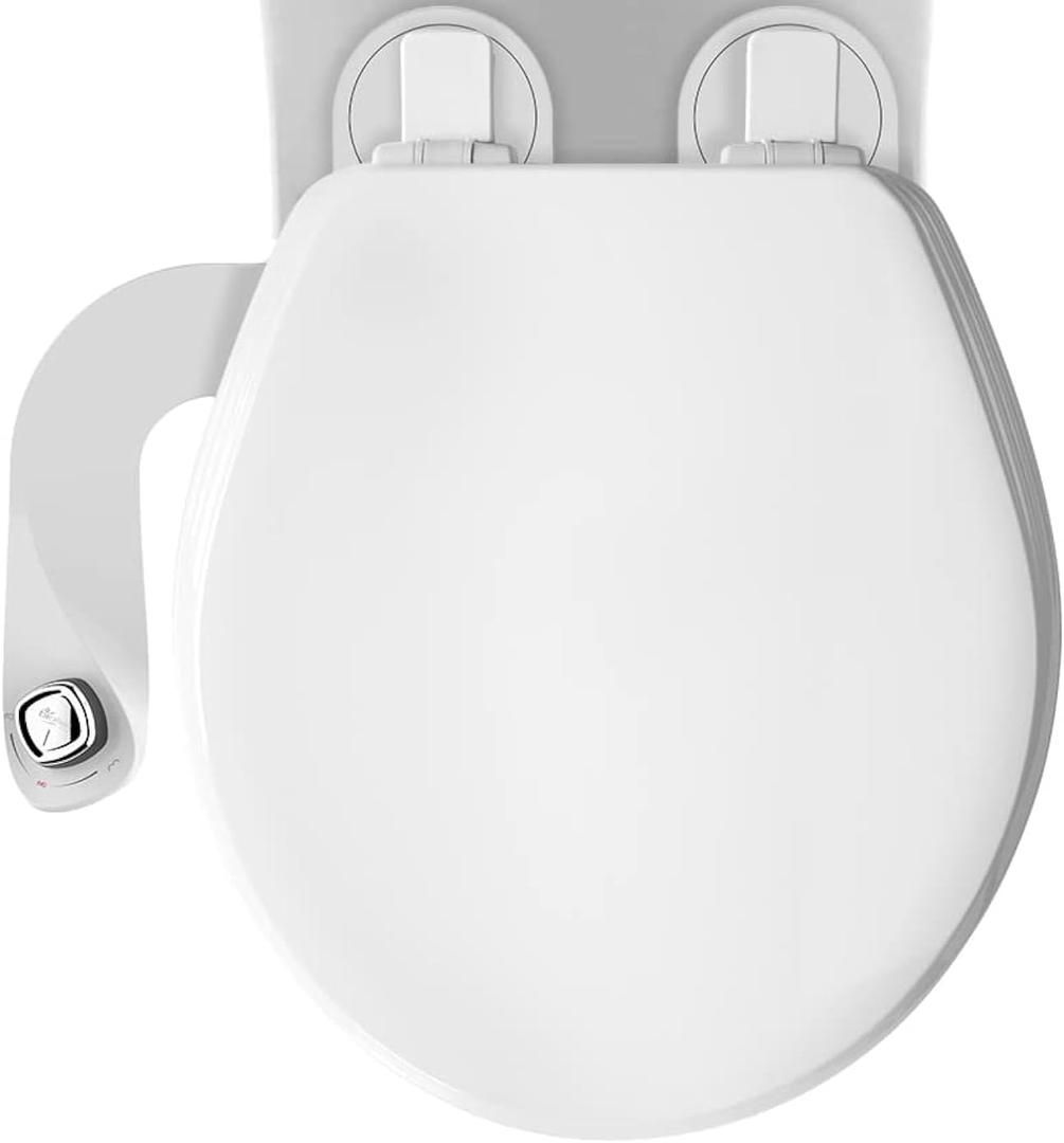 Cassel Bidet Bundle, Slow-Close Never Loosen Toilet Seat with Perfect Fit, Fresh Water Spray, Non-Electric, Easy to Install Bidet, ROUND, White