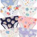 Girls' Underwear,Soft Cotton Tagless Panties for Toddlers' & Little Kids' Comfort,Breathable Briefs,8-Pack (3T, Flowers-leaves-butterfly-heart-white-pink-black)