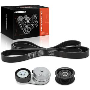 A-Premium Serpentine Drive Belt Kit with Tensioner & Idler Pulley Compatible with Dodge & Chrysler Cars - Charger 2006-2010, Challenger 2009-2010, Magnum 2005-2008, 300 2006-2010 - 3.5L