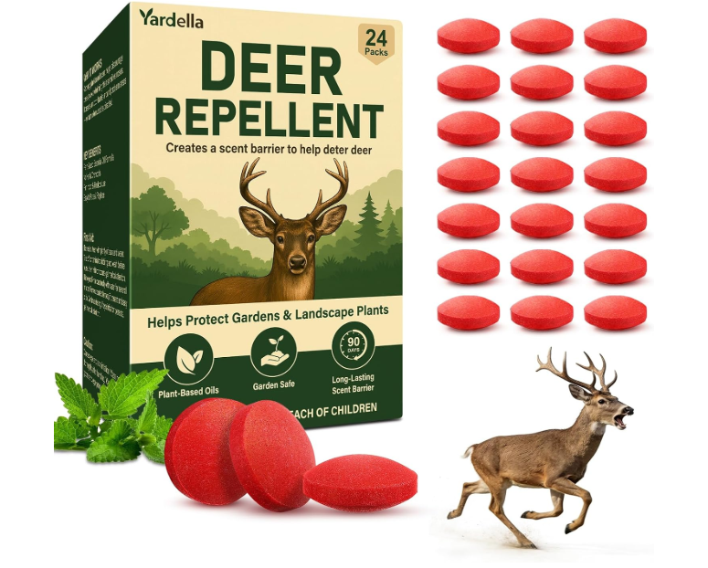 Powerful Deer Repellent Balls, Pest Repellent 24-Pack Deer Repellent for Garden & Outdoor Use, Natural Peppermint Oil Deer Deterrent to Keep Deer Away from Garden, Yard