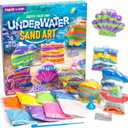 Made By Me Create Your Own Underwater Sand Art, Includes 6 Ocean-Themed Bottles, 8 Sand Colors, Glitter, & Funnel, Great Staycation or Group Activity, Party Idea, DIY Sand Art For Kids Ages 6, 7, 8, 9, Large
