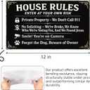 2 x 4-in-1 Funny Metal Sign for Porch  No Soliciting, Private Property, On Camera, Beware of Owner  Durable Weatherproof Aluminum Plaque for House Door or Yard, 712 Inch