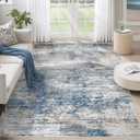 5x7 Area Rugs for Living Room, Washable Modern Abstract Large Area Rug Neutral Soft Non Slip Kids Rug Stain Resistant Indoor Carpet for Bedroom Nursery Dining Room Home Office(BlueWhite, 5'x7')