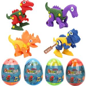 4 Pack Dinosaur Eggs with Take Apart Dinosaur Toys Inside for Kids Boys Girls Easter Basket Stuffers Gifts