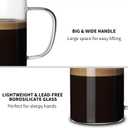 HORLIMER 15 oz Glass Coffee Mugs Set of 6, Clear Coffee Cup with Handle for Tea Cappuccino Latte Milk Juice Hot and Cold Beverages