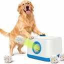 Automatic Dog Ball Launcher, Auto/Manual Paw-Activated Dog Ball Thrower, 3 Adjustable Distances Rechargeable Interactive Dog Toy, Indoor Outdoor Self Play Pet Toy with 4 Chew-Resistant Balls
