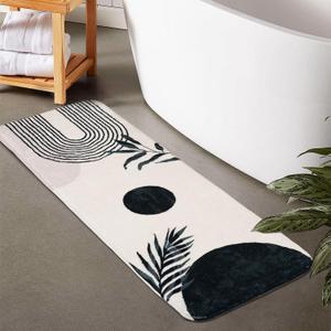 Boho Bathroom Runner Rug Non Slip, Large Long Bathroom Rug Cute Bath Mat for Bedroom Hallway Kitchen, Soft Plush Washable Shower Rug (17" x 47", White)