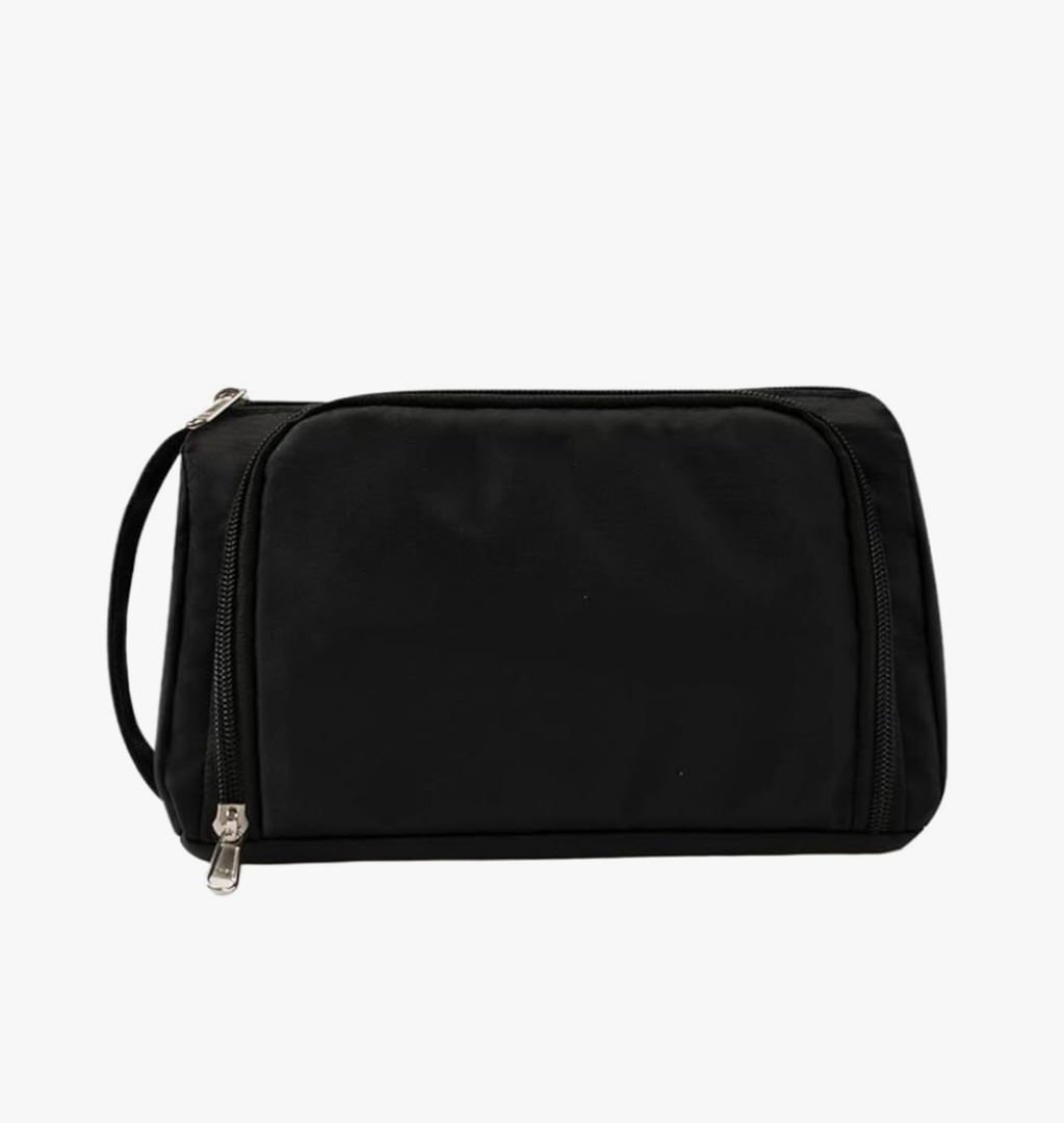 RUVOO Travel Toiletry Bag, Small Cosmetic Bag Cosmetic Bag Women's Travel Cosmetic Storage Bag Toiletry Bag Travel Cosmetic Bag Makeup(Black)