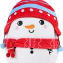 Christmas Snowman Plush Toy: 10-Inch Cute Winter Snowman Stuffed Animal with Red Christmas Hat and Scarf, Soft and Cuddly Plush Pillows Holiday Birthday Decoration Gifts for Kids Girls Boys
