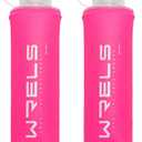 Folding Soft Flask Portable Collapsible Running Lightweight Water Bottle for Outdoor Sports,Travel with Mouthpeice Cover (250ml/8.45oz-2 Pack-Pink)