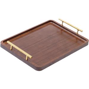 Generic Rustic Wooden Tray with Handles for Serving Breakfast Or Snacks, 40x30cm