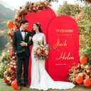 Red Arch Backdrop Covers - 7.2FT, 6FT Spandex Fitted Wedding Arch Stand Covers Round Top Chiara Stretchy Arch Backdrop Cover for Christmas Wedding Birthday Party Decoration