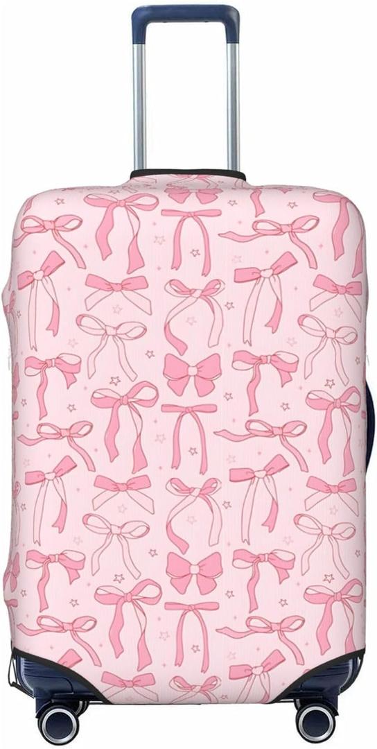 Travel Luggage Cover Pink Bows 2, High Elasticity Washable Travel Baggage Protector Case Fits 18-22 in Travel Luggage Cover Pink Bows 2, High Elasticity Washable Travel Baggage Protector Case Fits 18-22 in
