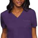 Med Couture Women's V-Neck Scrub Top, Modern Fit Tuck-in Top with Stretchy Rib-Knit Shoulders and Chest Pocket - MC7448 S