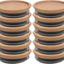 12Pcs Wooden Storage Lids Set Airtight Acacia Wood Canning Jar Lids with Silicone Sealing Rings Reusable Canning Covers for Mugs and Jars