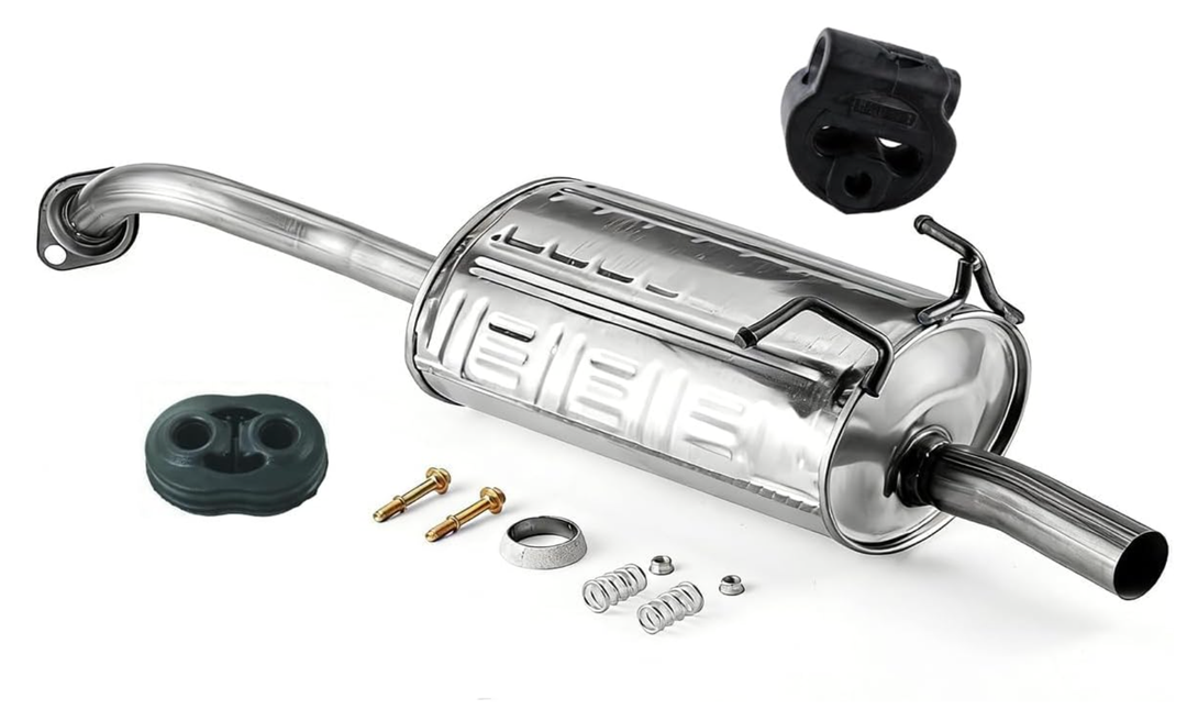 100% Stainless Steel Rear Exhaust Muffler for 2007-2011 Honda CR-V CRV3 | 409 Stainless Steel, Gasket + Bolt Kit + Exhaust Rubber Hanger, For 2007-2011 Honda CR-V 2.4L,Direct Fit,Bolt On OEM