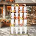 Flower Display Stand 4 Layers with 16 PCS Round Buckets, Flower Stand Metal with Lockable Swivel Wheels, Heavy Duty Moving Flower Rack for Terrace, Garden, Florist Shop, Living Room, Patio