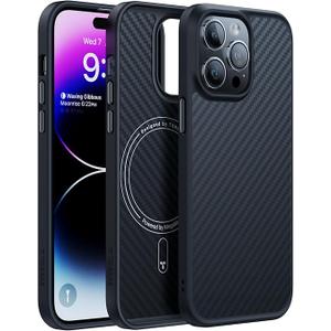 TORRAS 2023 Upgraded MegaMag Shield Guardian Designed for iPhone 14 Pro Max Case [Military Grade Drop Tested] [Compatible with MagSafe] for iPhone 14 Pro Max Phone Case Aramid Fiber Made,Black