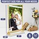 Gold Picture Frames Double-Sided, 6-Pack 5x7 Acrylic Table Number Holders, Clear Easel Stands for Signs, Gold Frames for Wedding Table Numbers, Menu Holders, and Photo Displays for Events and Décor
