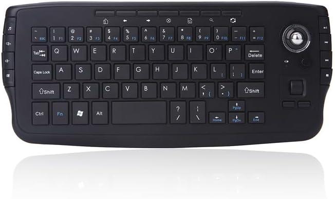 Mini Ergonomic Keyboard Trackball Air Mouse 1200dpi Function TV 2.4G Wireless Keyboard with trackball Mouse Keyboard Combo for Laptop PC TV Remote Controller HTPC (Black)