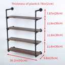 Industrial Pipe Shelving Wall Mounted,36in Rustic Metal Floating Shelves,Steampunk Real Wood Book Shelves,Wall Shelf Unit Bookshelf Hanging Wall Shelves,Farmhouse Kitchen Bar Shelving(4 Tier)
