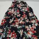 BUENOS NINOS Women's V Neck Floral Maxi Dress Boho Printed Adjustable Spaghetti Strap Ethnic Beach Long Dress with Pockets (Small, Black Flower Dress)