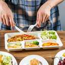 ECOLipak 100% Compostable 5 Compartment Plates, 100 Pack Disposable Compartment Paper Plates, 12.5 * 8.6 inch Biodegradable Sugarcane Plates, Eco-Friendly School Lunch Trays