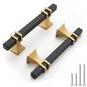 Haliwu 10 Pack Black and Gold Cabinet Pulls, 3 inch Kitchen Cabinet Handles, Square Dresser Drawer Hardware