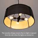 Chandelier Lighting Fixture, 4-Light, Black Walnut Wood Metal Drum Shade, Rustic Industrial Iron Pendant for Kitchen Island Living Dining Room Over Table, 23" W x 21.5" H