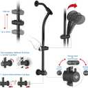 Rainfall 8 Inch Shower Head with High Pressure Handheld Spray Combo, Drill-Free Slide Bar with Adjustable Shower Extension Arm, 3-Way Low Diverter for Easy Reach, 5Ft Hose- Matte Black