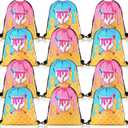 Sadnyy 12 Pcs Ice Cream Drip Baseball Drawstring Bag Sport Party Favors Goodie Bags Ice Cream Drip Baseball Party Decorations Candy Treat Gifts Bag for Sport Teams Birthday Valentines
