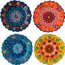 4-Piece 5-Inch Handmade Turkish Ceramic Plate Set  Wall & Table Decor & Jewelry/Ring Dish  Decorative Rings & Jewelry Tray Set (Multi 1)