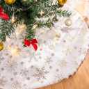 Lanpn Christmas Tree Skirt 60 inch, Xmas Tree Skirt with Snowflake Winter Christmas Tree Mat for Extra Large Artificial Trees Winter Home Party Holiday Indoor Xmas Decor (Gold, 150cm)