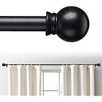 Curtain Rods for Windows 18-45"  Inch, 5/8 Black Curtain Rod Set Small Decorative Heavy Duty Drapery Rods, Matte Black  2 Pack