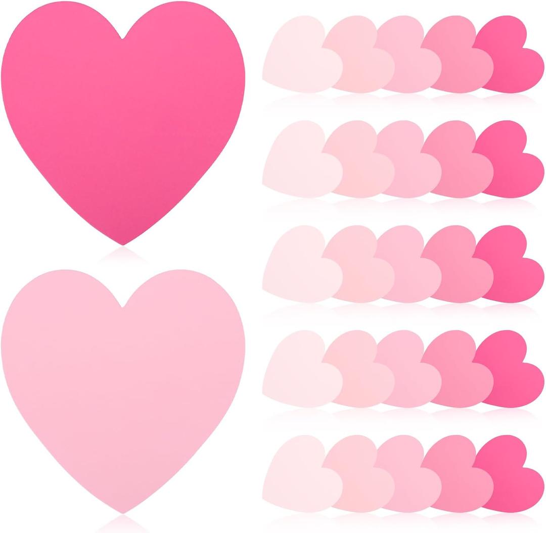 150 Pcs Heart Index Cards - Pink, 3x3 Colored Note Cards for School, Learning, Office, Games