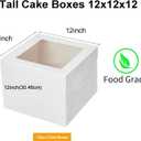 10Pack 12x12x12 Cake Boxes with Window, Tall White Large Cardboard Bakery Carrier for Multi-Tier Cakes, Wedding, Birthday, Mothers day, Professional & Home Bakers