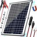 POWOXI Solar Panel Kit 12V 20W Magnetic + MPPT Charge Controller Waterproof Solar Battery Charger Maintainer Solar Trickle Charger Alligator Clip for Car Boat RV Motorcycle Marine, etc.
